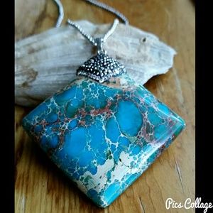 Stainless Steel Sea Sediment Jasper Necklace
